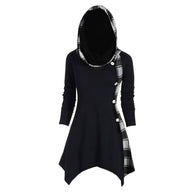 Damen Hoodie-Kleid mit asymmetrischem Schnitt und Karomuster WW