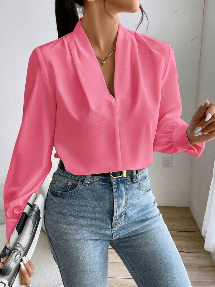 W&W Mode | Satinbluse Mit V-ausschnitt Und Puffärmeln Für Damen