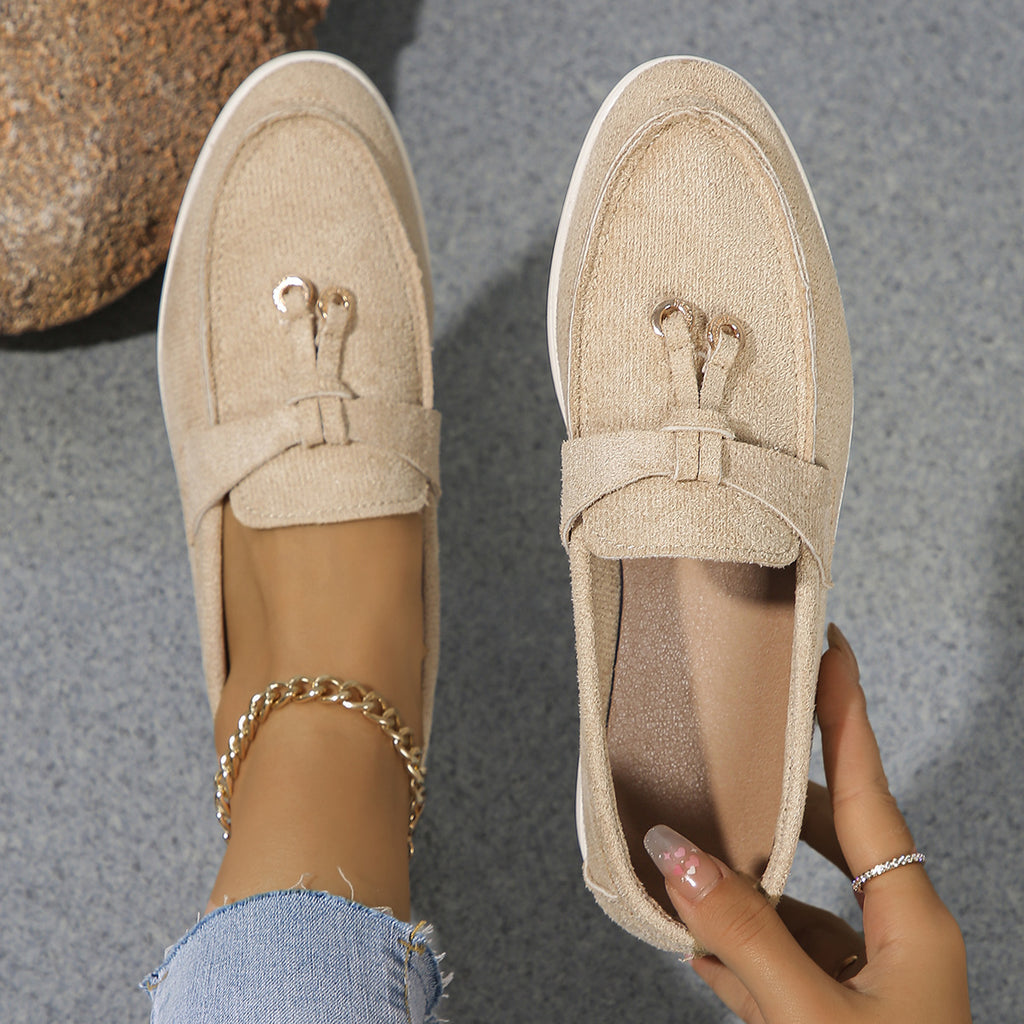 Damen Casual Texturierte Slip-On Loafers WW