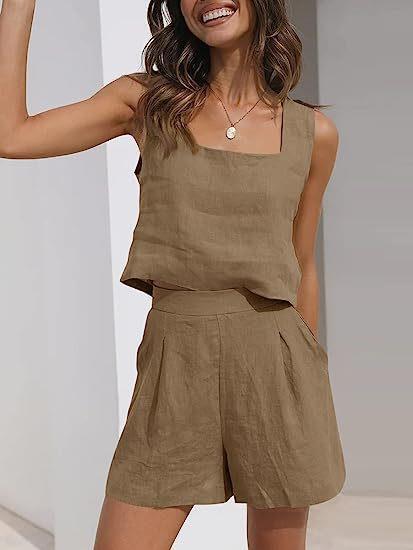 Damen Leichte Sommerbluse und Shorts Set WW