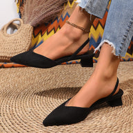 Damen Slingback Spitzen Einlage Ballerinas mit Blockabsatz WW