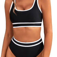 Damen Sportliches Bikini-Set mit breiten Trägern und hohem Schnitt WW