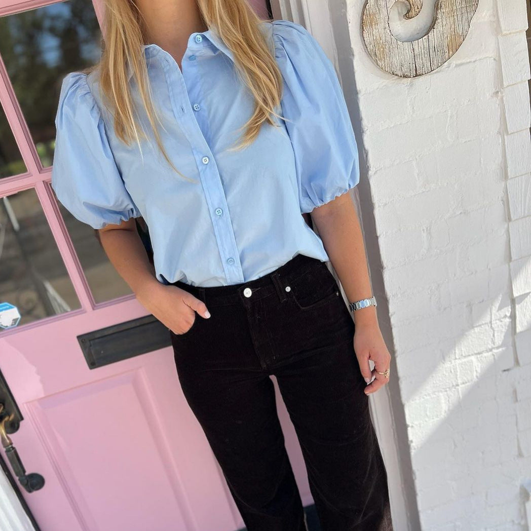 Damen Bluse mit Puffärmeln und klassischem Kragen WW
