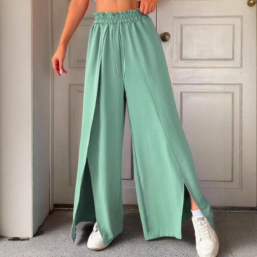 Damen weit geschnittene Schlupfhose mit seitlichen Schlitzen WW