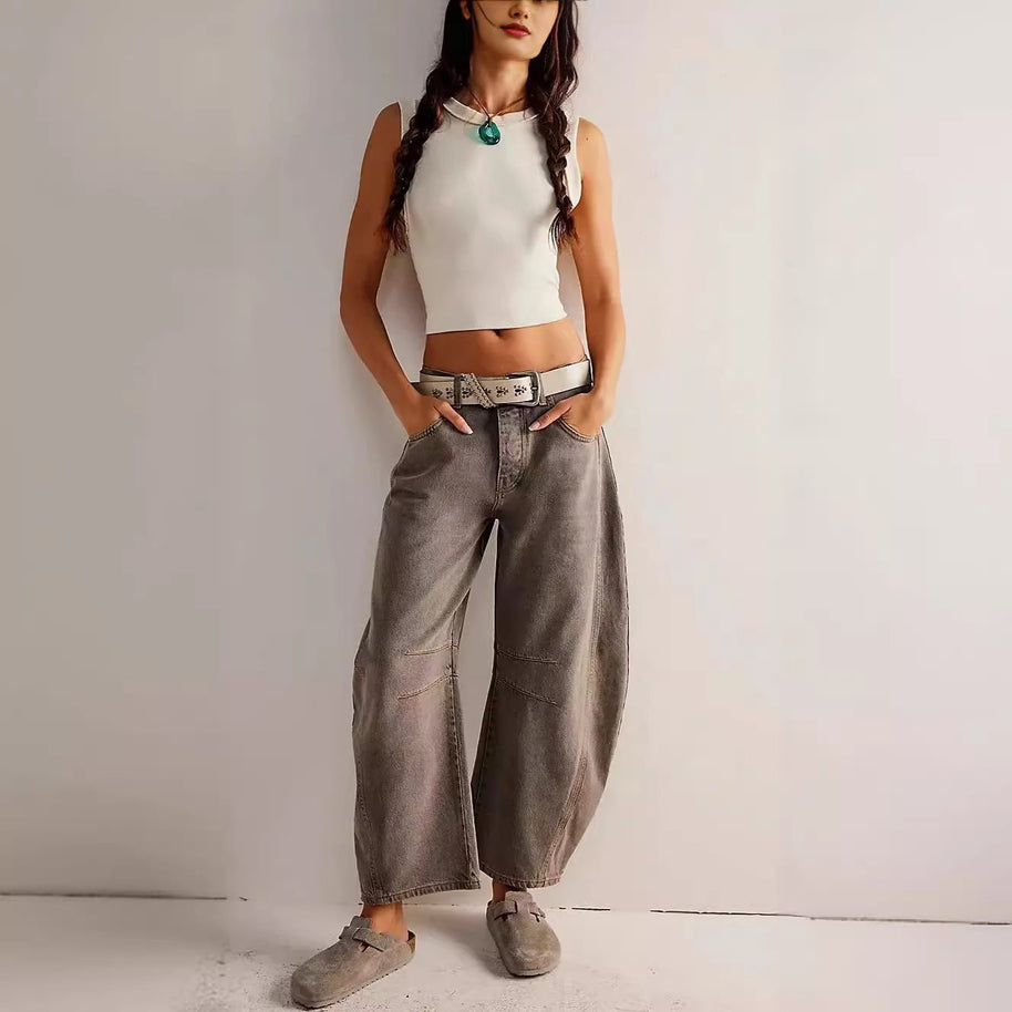 Damen Bequeme und lässige Jeans mit weitem Schnitt WW