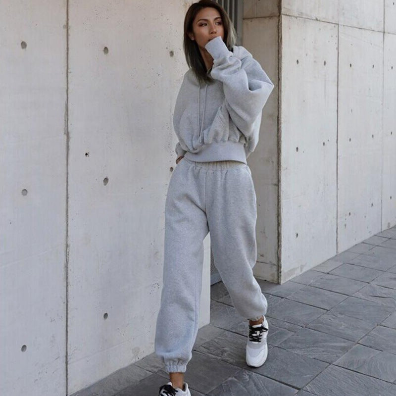 Damen Hoodie und Jogginghose-Set mit lässigem Schnitt und elastischem Bund WW