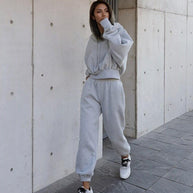 Damen Hoodie und Jogginghose-Set mit lässigem Schnitt und elastischem Bund WW