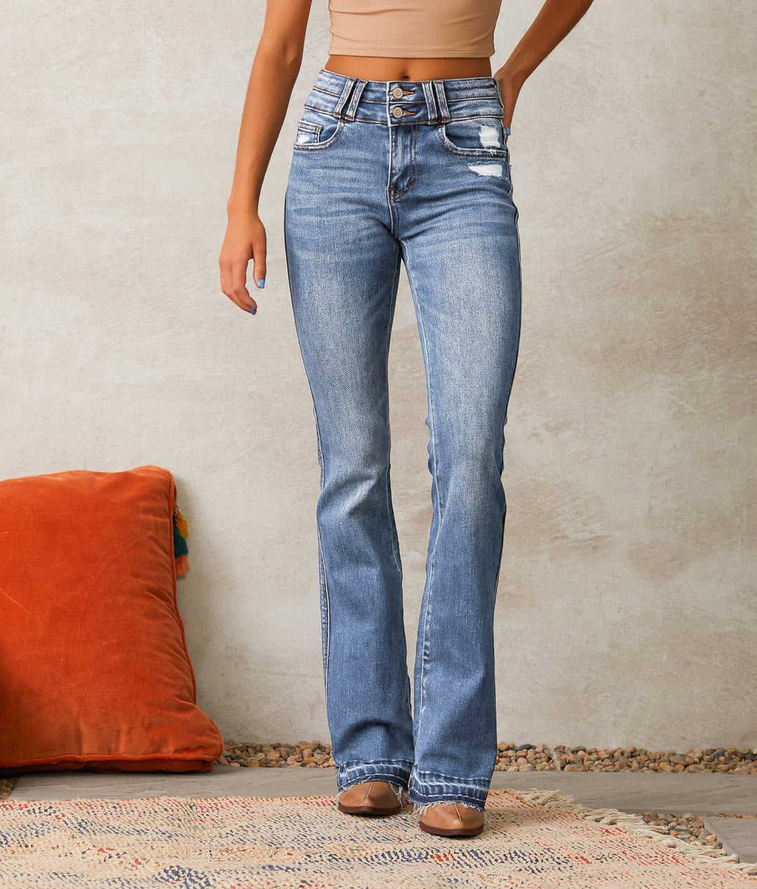 Damen Flared Jeans im Vintage-Stil W&W Mode