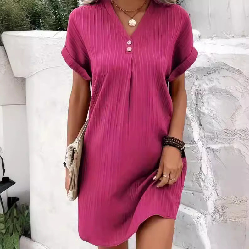 Damen lässiges Midi-Kleid mit Knopfdetails W&W Mode