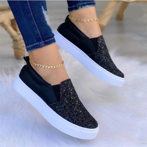 Damen Slip-On Sneakers mit glitzerndem Obermaterial und bequemem Einstieg W&W