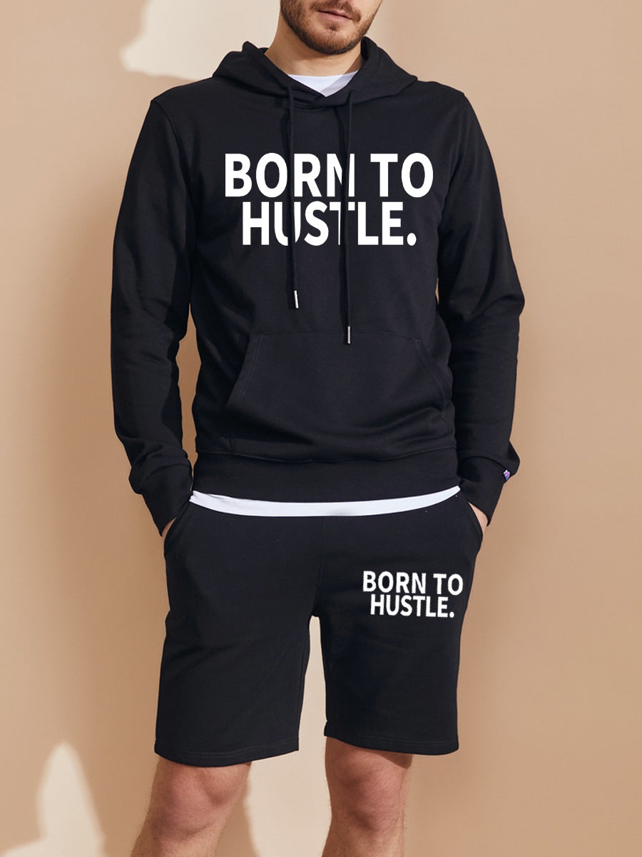 Damen Sportliches Hoodie und Shorts Set mit motivierendem Schriftzug WW