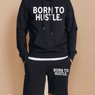 Damen Sportliches Hoodie und Shorts Set mit motivierendem Schriftzug WW