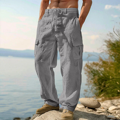 Herren lässige Cargo-Relax-Hose mit verstellbarem Bund und praktischen Seitentaschen WW