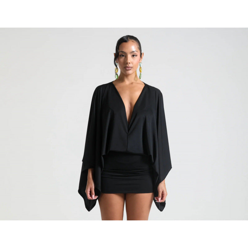 Damen Chices Minikleid mit voluminösen Ärmeln und elegantem Stehkragen W&W Mode
