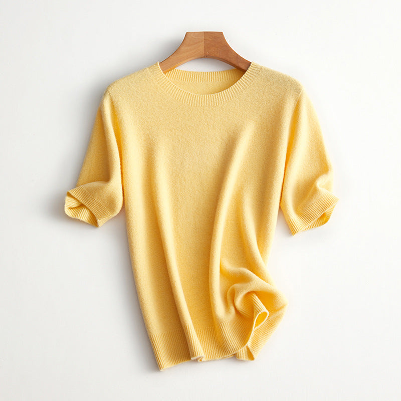 Damen Kurzarm Cashmere-Mix Pullover WW
