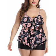 Damen Tankini-Set mit charmantem Flatteroberteil und bequemen Shorts WW