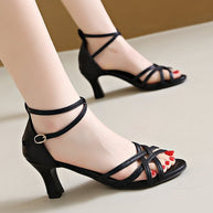 Damen Hochhackige Sandalen mit elegantem Kreuzband-Design und komfortablem Absatz W&W