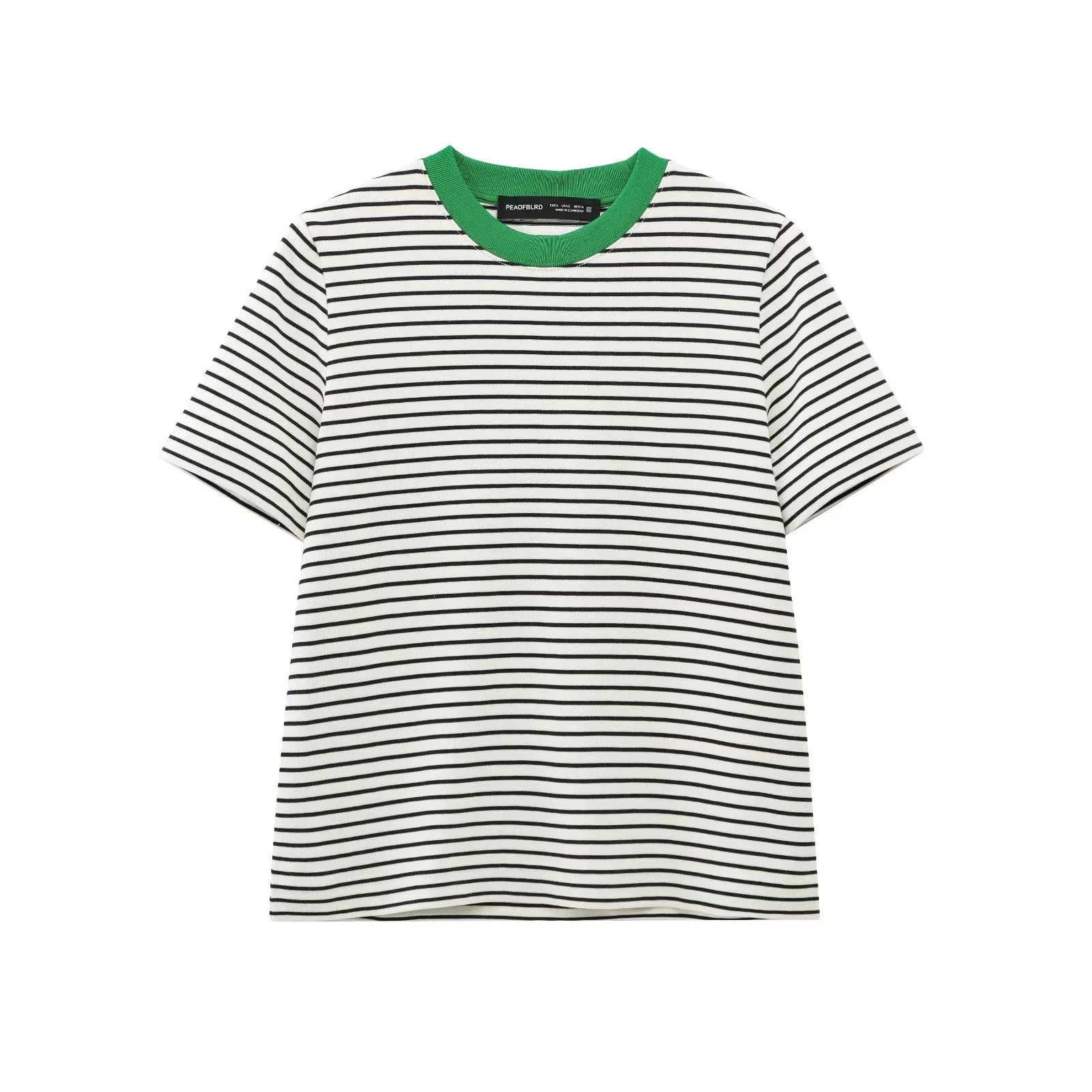 Damen Freizeit T-Shirt mit kontrastierendem Kragen und lässigem Streifenmuster WW