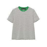 Damen Freizeit T-Shirt mit kontrastierendem Kragen und lässigem Streifenmuster WW
