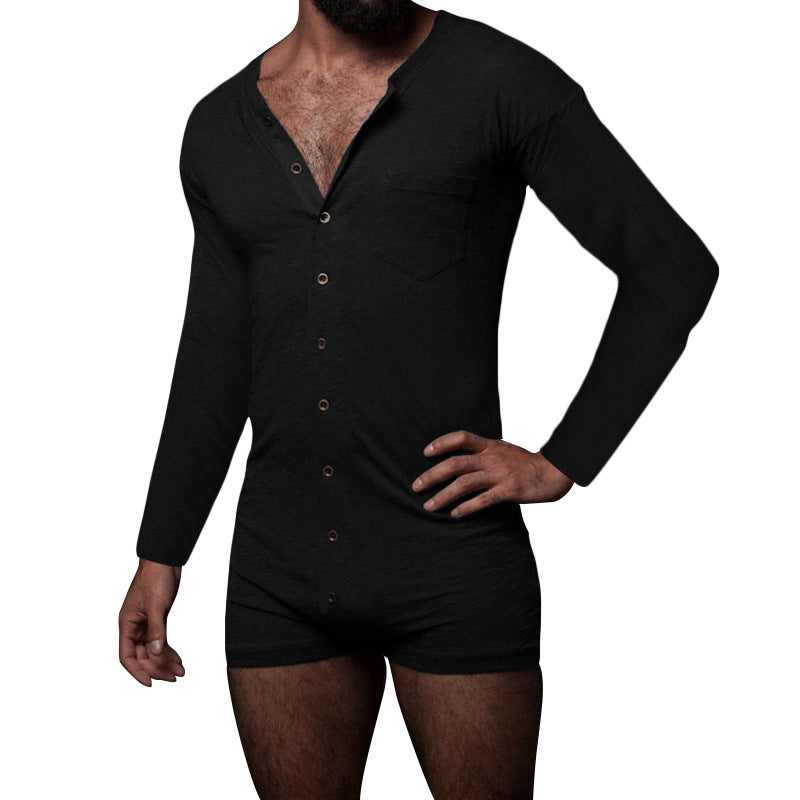Herren Overall mit langem Arm und modernen Knopfdetails WW