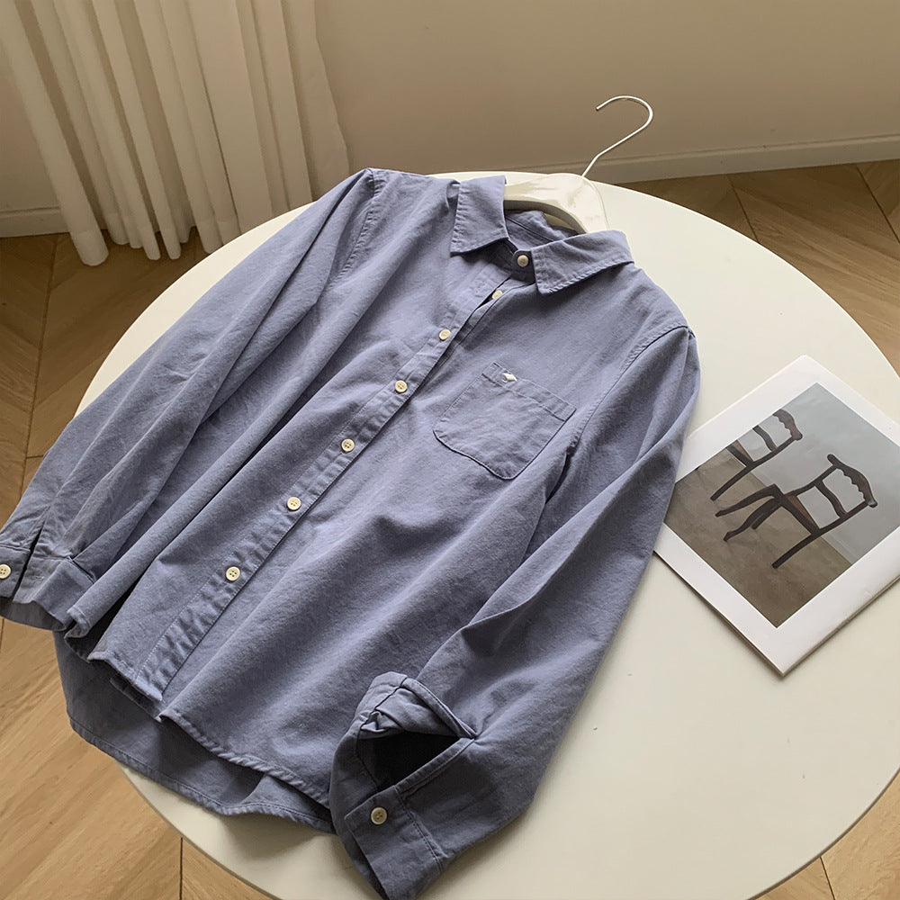 Damen Freizeit Knopfverschluss Langarmshirt mit Tasche WW