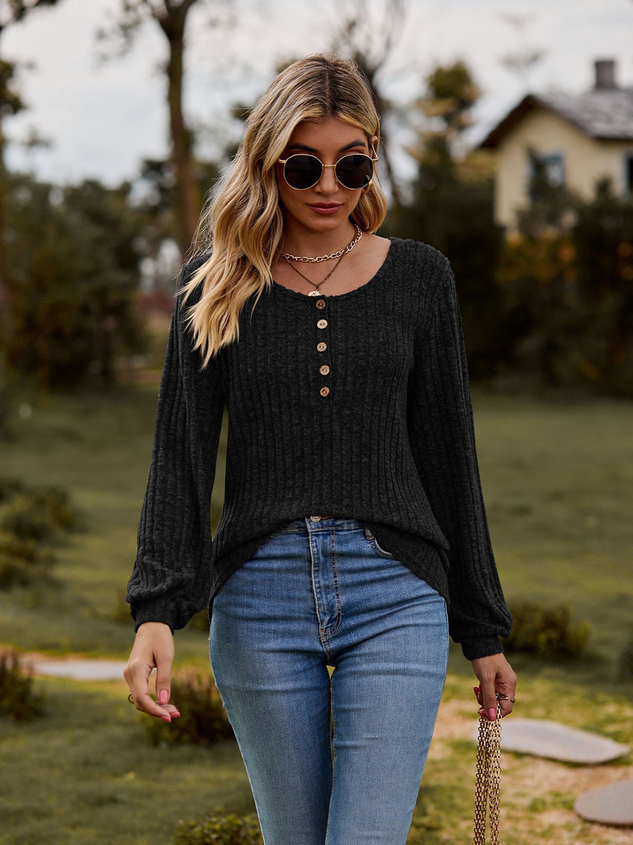 Damen Strickoberteil mit Knopfdetails und lässigem Schnitt WW