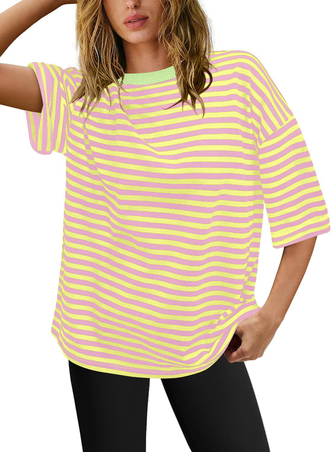 Damen Übergrößen T-Shirt mit Streifenmuster WW