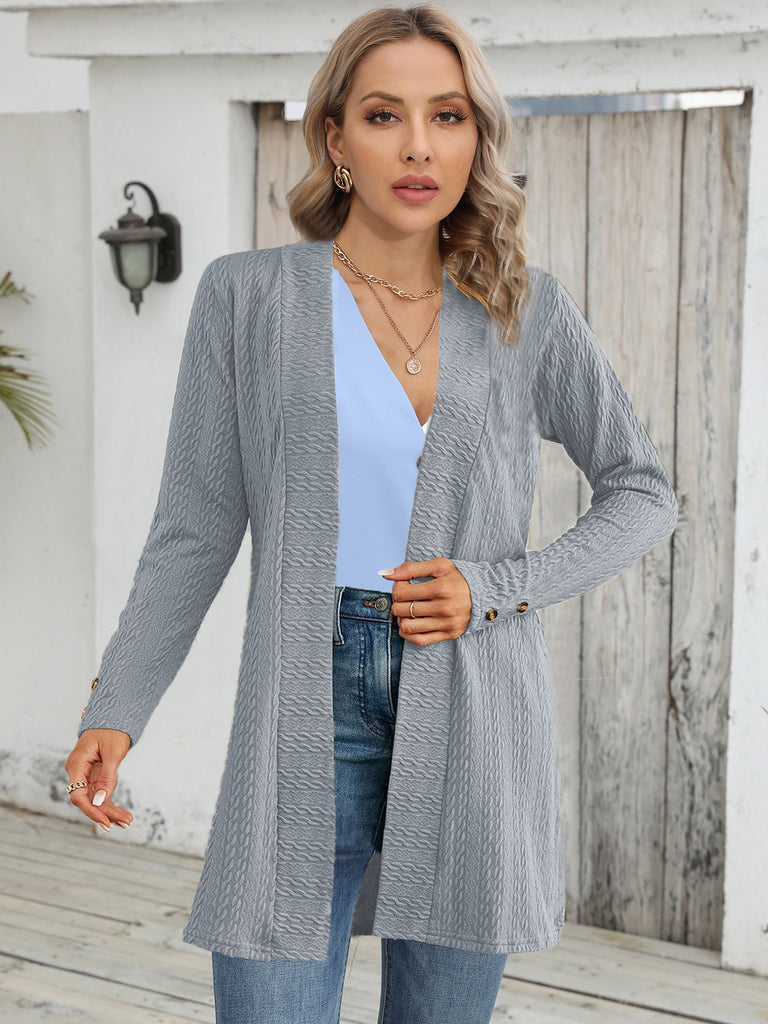 Damen Strickjacke mit strukturiertem Design und Knopfdetails WW
