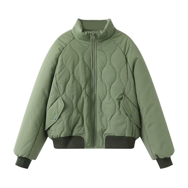 Damen Steppjacke im sportlichen Design mit hohem Kragen und elastischen Bündchen WW