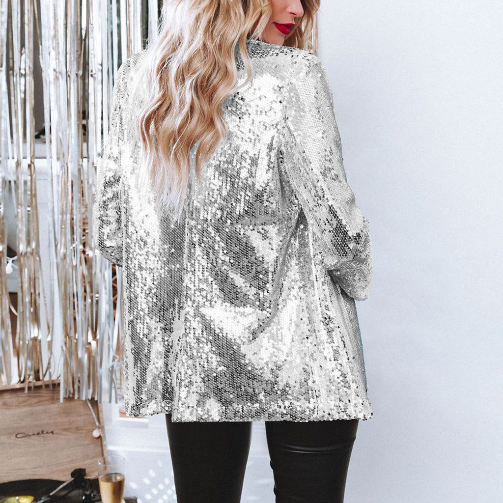 Damen eleganter Paillettenblazer mit schimmerndem Finish WW