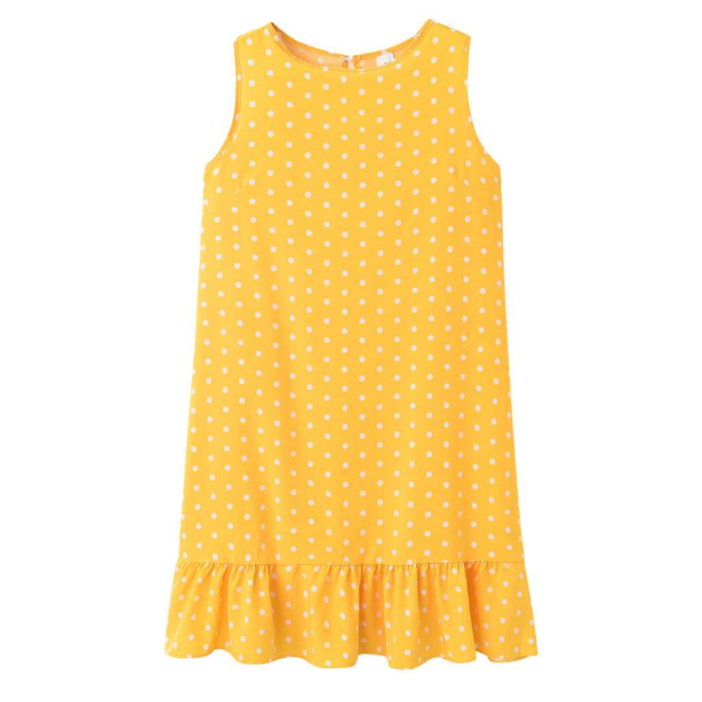 Damen Sommer Polka Dot Shift Kleid mit Rüschensaum WW