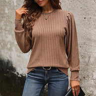 Damen Strickpullover mit eleganten Rüschendetails und strukturiertem Gewebe WW