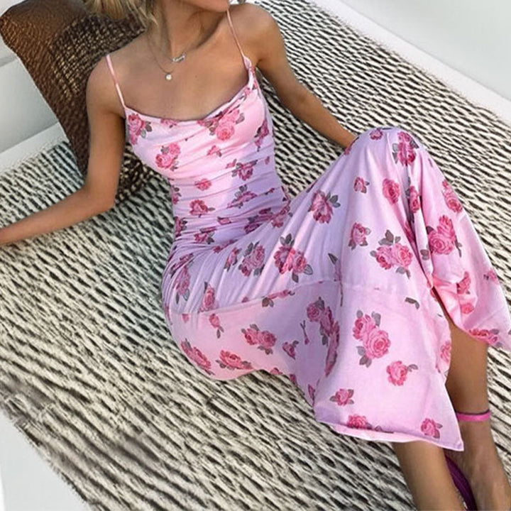 Damen Maxikleid mit raffiniertem Schnitt und Blumenmuster W&W Mode