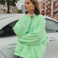 WW | Damen Lockere Rundhals-fleece-sweatshirt