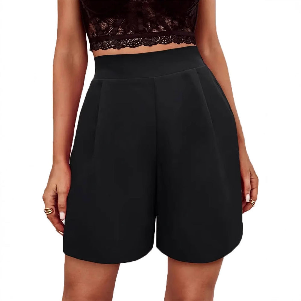 Damen Elegante High-Waist Shorts mit dekorativen Falten W&W Mode