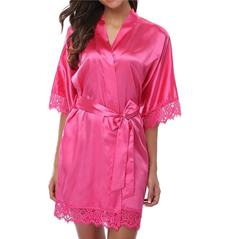 Damen Satin Spitze Robe WW