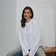 Damen Bequemer Oversized Pullover mit strukturiertem Rippmuster WW