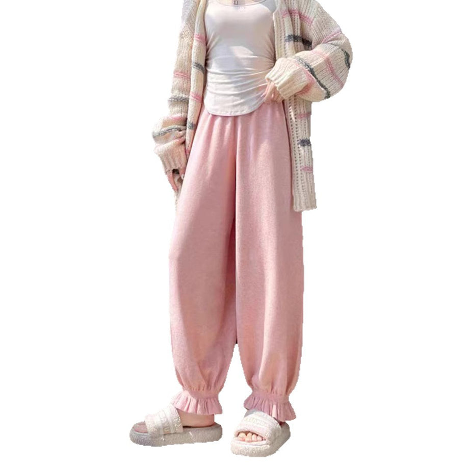 Damen bequeme Palazzohose aus glänzendem Material WW