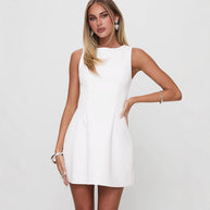 Damen schickes A-Linien-Kleid mit elegantem U-Ausschnitt WW