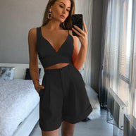 WW | Stylisches Strapless-Top Hochtaillenkurze Hose Set