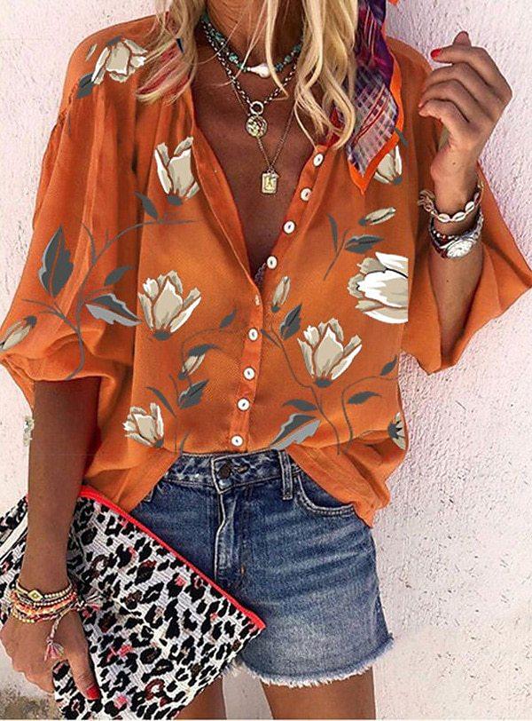 WW | Spitzenbestickte Boho Langarm Tunika Bluse