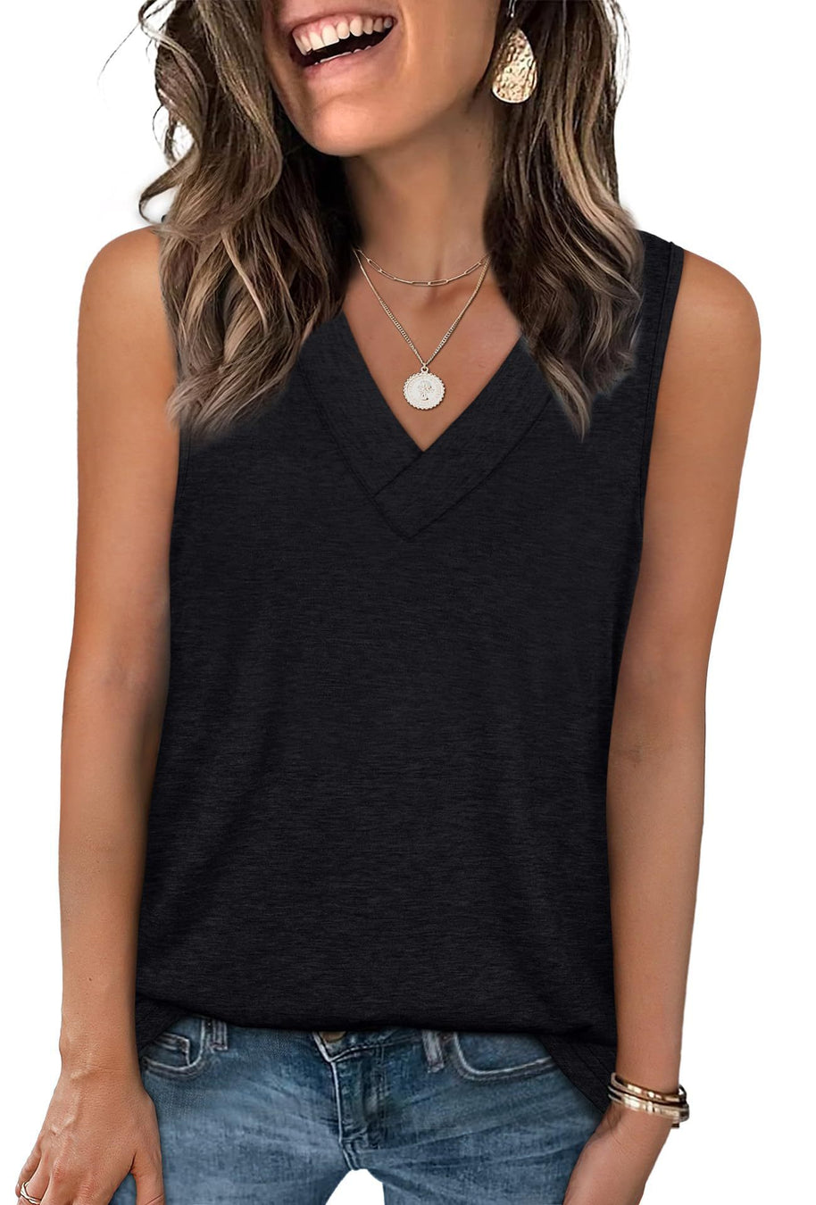 Damen Relaxed Fit V-Ausschnitt Tanktop WW