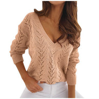 Damen Strickpullover mit V-Ausschnitt und filigranem Muster WW