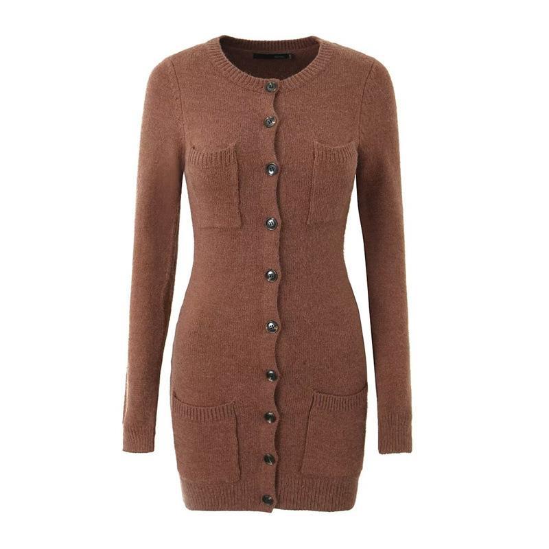 Damen Strickjacke mit Taschen und Knöpfen WW