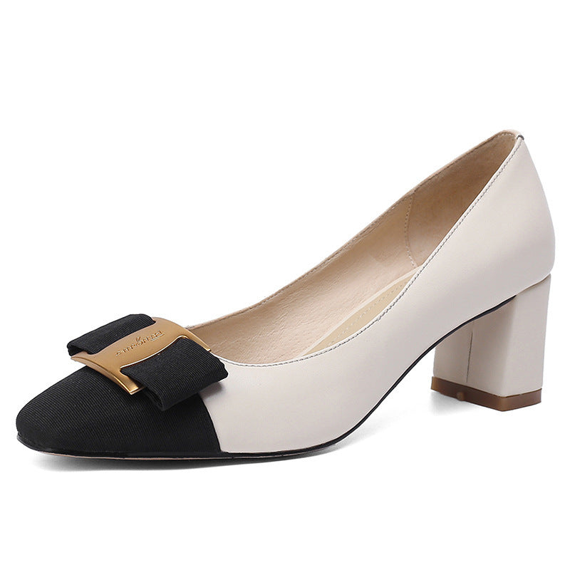 Damen Pumps mit elegantem Schleifen-Design und bequemem Blockabsatz WW