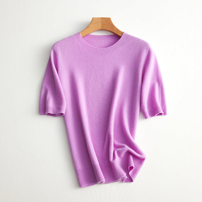 Damen Kurzarm Cashmere-Mix Pullover WW