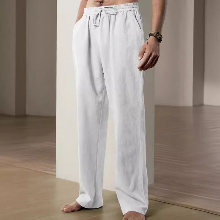 Herren Bequeme Leinenhose mit verstellbarem Bund W&W Mode