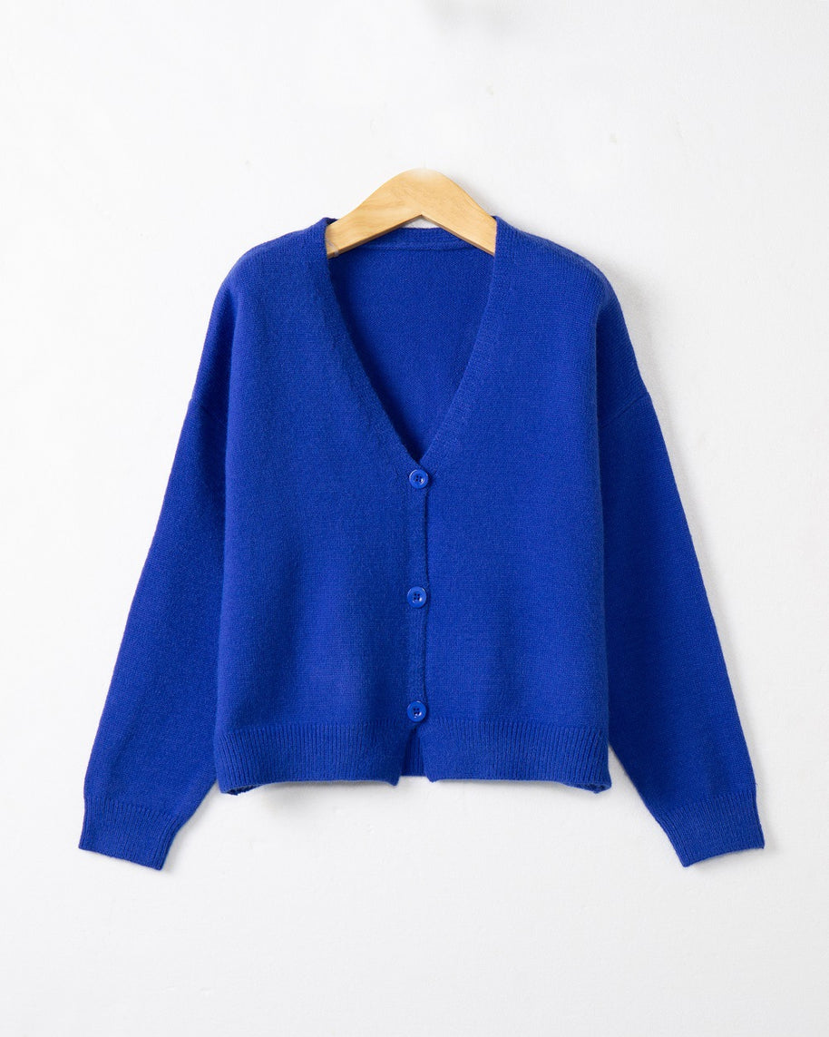 Damen Strickjacke mit V-Ausschnitt und Knopfdetails WW