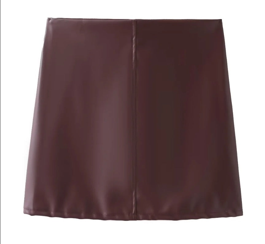 Damen Kunstleder Hemdbluse W&W