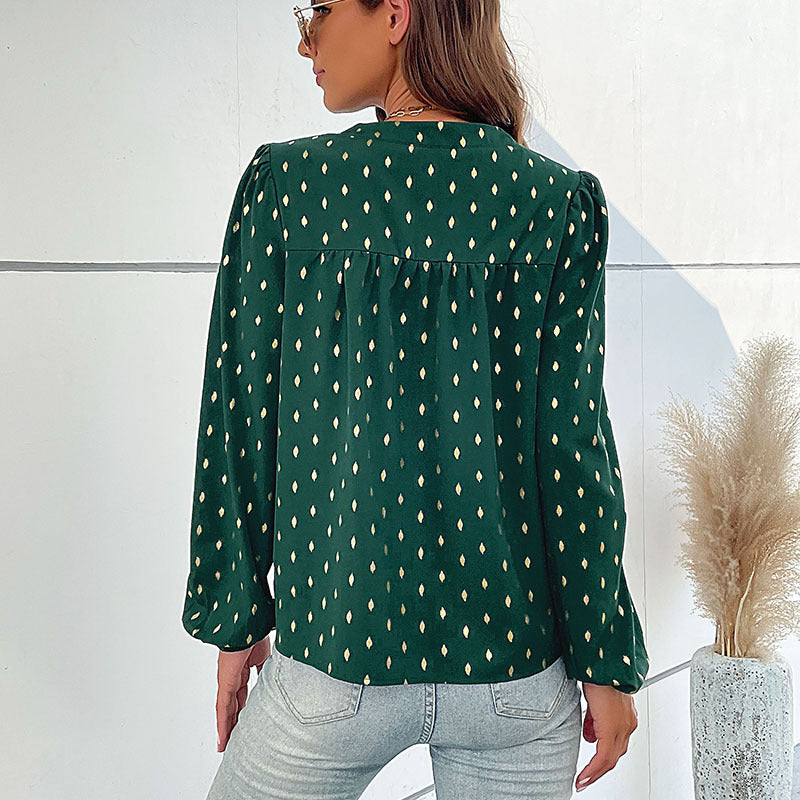 Damen Bluse mit dekorativen Knöpfen und eleganter Raffung WW